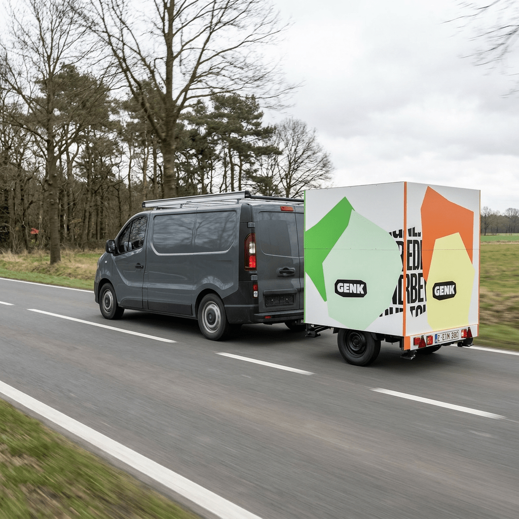 Belettering van de aanhangwagen — Stad Genk huisstijl
