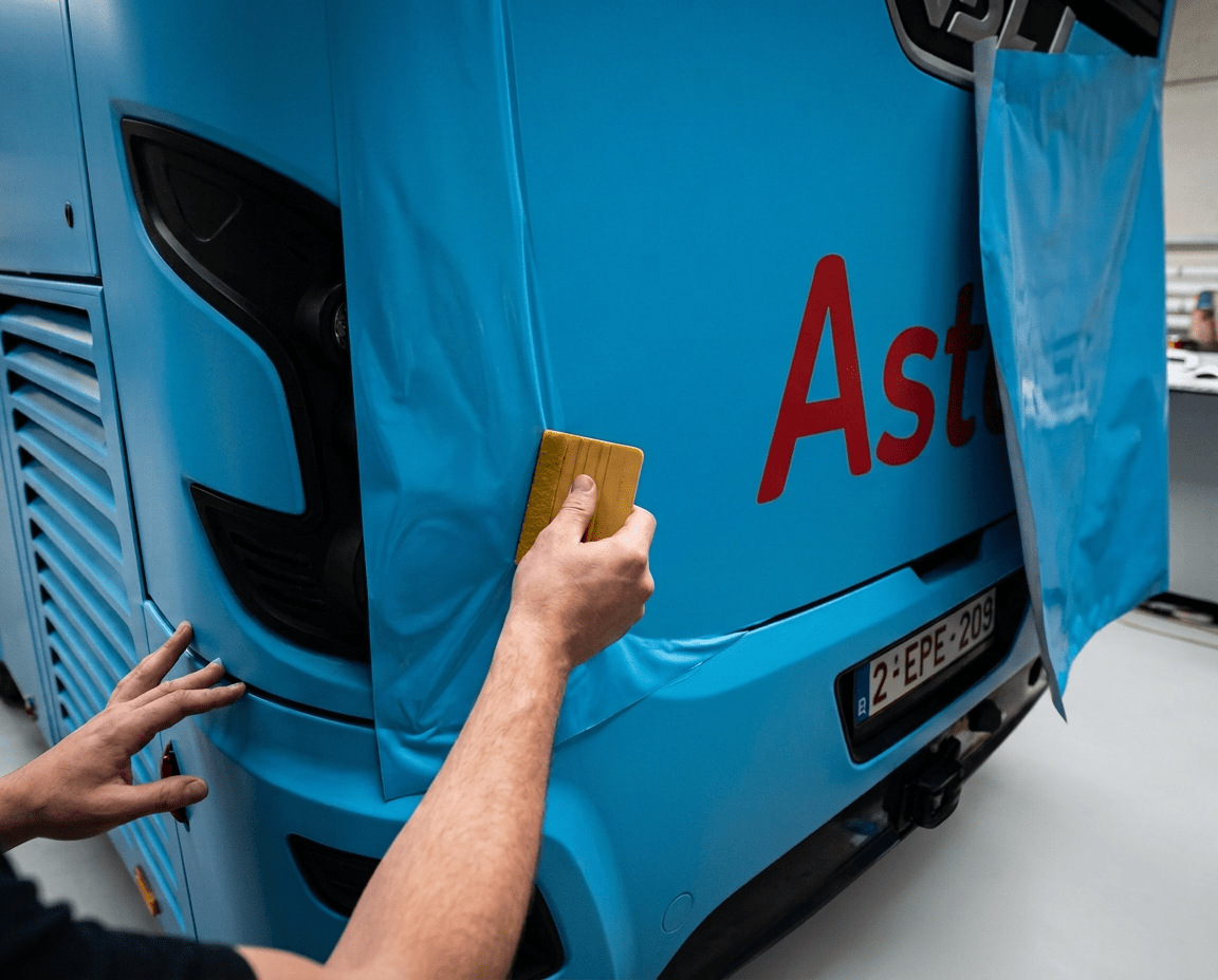 Detail wrap Reizen Asterix — zijkant bus